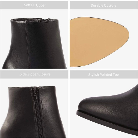 NWT Wool + Pepper Co. Thick Heeled Ankle Booties - Black - Picture 4 of 6